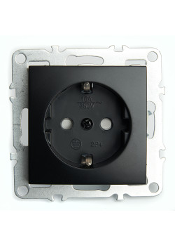 Розетка 1-местная c/з (механизм), STEKKER, PST16-9110-03, 250В, 16А с защитной шторкой, серия Эрна, черный