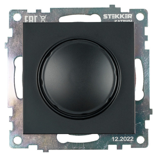 Выключатель диммирующий (механизм), STEKKER GLS10-7106-05, 250V, 500W, серия Катрин, черный