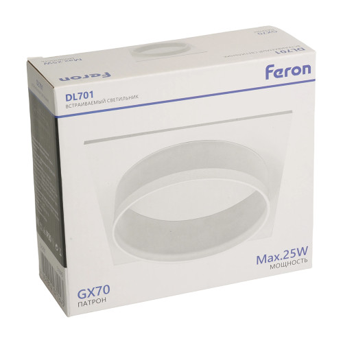 Светильник встраиваемый Feron DL701 потолочный GX70 белый квадрат