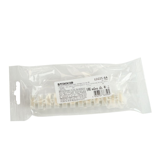 LD225-6A Зажим винтовой изолированный 450В, 6А, 12 пар, полиамид DIY