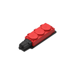 MULTISET Колодка 3х розетка 2К+З каучуковая 16 А/250 В IP44 КРАСНАЯ