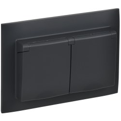 SKANDY Розетка 2-местная и крышкой 16А в сборе IP44 SK-R12G графит IEK
