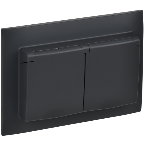 SKANDY Розетка 2-местная и крышкой 16А в сборе IP44 SK-R12G графит IEK