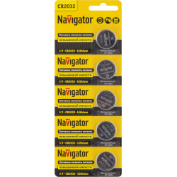 Элемент питания литиевый CR2032 94 765 NBT-CR2032-BP5 (блист.5шт) Navigator 94765