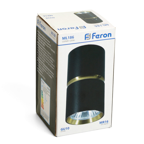 Светильник потолочный Feron ML186 Barrel ZEN MR16 GU10 35W 230V, чёрный, золото Светильник потолочный Feron ML186 Barrel ZEN MR16 GU10 35W 230V, чёрный, золото
