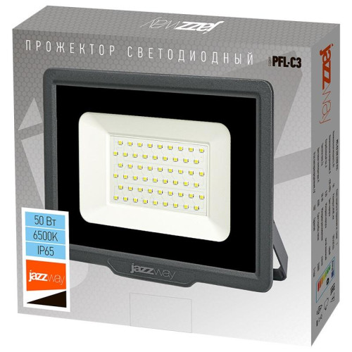 Прожектор светодиодный PFL-C3 50Вт 6500К IP65 закален. прозр. стекло JazzWay 5023581A Прожектор светодиодный PFL-C3 50Вт 6500К IP65 закален. прозр. стекло JazzWay 5023581A