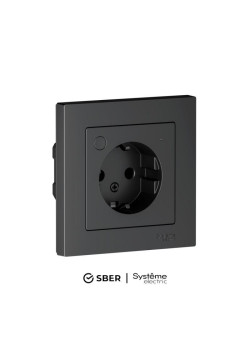 Розетка AtlasDesign Smart 16А L+N с заземл. защ. шторки Zigbee механизм карбон SE ATN001045Z