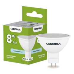 Лампа светодиодная/ Лампа светодиодная MR16 софит 8Вт 230В 6500К GU5.3 GENERICA