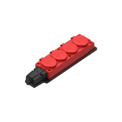MULTISET Колодка 4х розетка 2К+З каучуковая 16 А/250 В IP44 КРАСНАЯ
