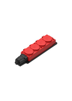 MULTISET Колодка 4х розетка 2К+З каучуковая 16 А/250 В IP44 КРАСНАЯ