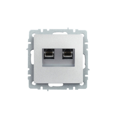 BRITE Розетка двойная RJ11+RJ45 кат.5E РК/Т12-БрА алюминий IEK BRITE Розетка двойная RJ11+RJ45 кат.5E РК/Т12-БрА алюминий IEK