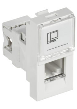 Розетка компьютерная РКИ-10-00-П RJ-45 UTP кат.5e (на 1 модуль) ПРАЙМЕР белая IEK