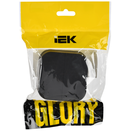 GLORY Выключатель 2-клавишный для открытой установки 10А ВС20-2-0-ХЧм черный матовый IEK