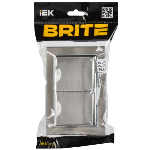 BRITE Розетка 2-местная с заземлением с защитными шторками и крышкой 16А в сборе IP44 РСбш12-3-44-БрГН металл хром/никель IEK BRITE Розетка 2-местная с заземлением с защитными шторками и крышкой 16А в сборе IP44 РСбш12-3-44-БрГН металл хром/никель IEK