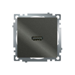 Розетка HDMI 2.1, Type A (механизм), серия Катрин, графит, GLS00-7118-06