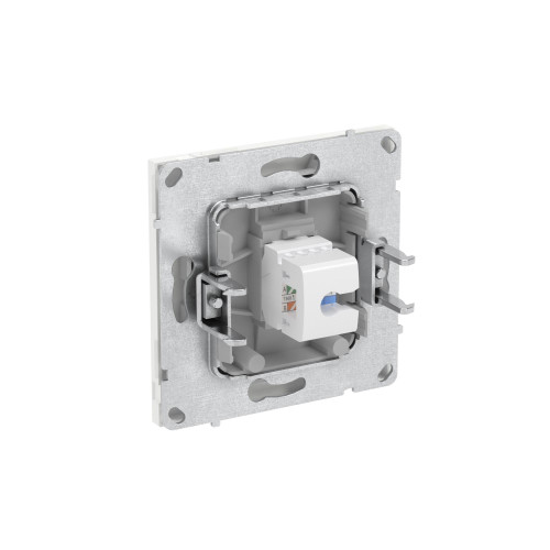 Компьютерная розетка RJ-45 без шторки, кат.5е одинарная, KANT, белая магнолия Компьютерная розетка RJ-45 без шторки, кат.5е одинарная, KANT, белая магнолия