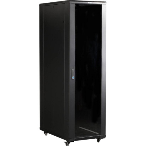Шкаф серверный Lanmaster (TWT-CBB-47U-6X10-G1) напольный 47U 600x1000мм пер.дв.стекл металл 2 бок.пан. 800кг черный