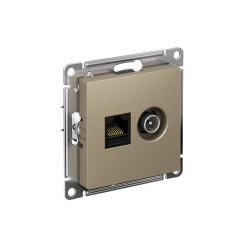 ATLASDESIGN РОЗЕТКА двойная ТВ + компьютерная RJ45 кат. 5e, механизм, ШАМПАНЬ
