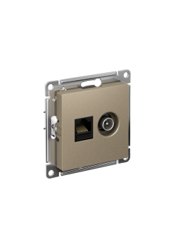 ATLASDESIGN РОЗЕТКА двойная ТВ + компьютерная RJ45 кат. 5e, механизм, ШАМПАНЬ