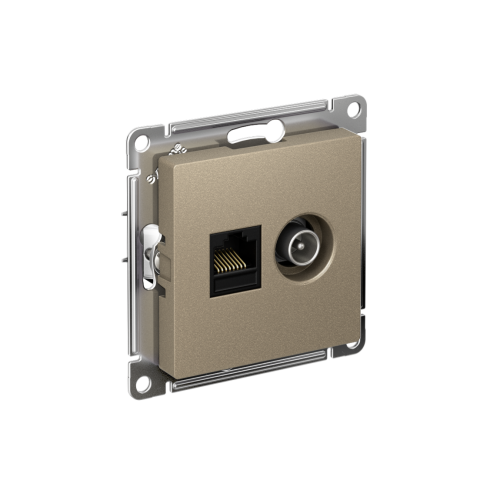 ATLASDESIGN РОЗЕТКА двойная ТВ + компьютерная RJ45 кат. 5e, механизм, ШАМПАНЬ