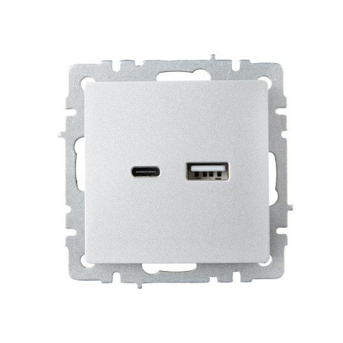 BRITE Розетка USB A+C 18Вт РЮ11-1-БрА алюминий IEK BRITE Розетка USB A+C 18Вт РЮ11-1-БрА алюминий IEK