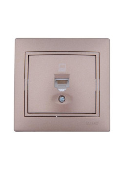 Розетка компьютерная 1-м СП Mira RJ45 16А IP20 со вставкой свет. корич. перламутр. LEZARD 701-3131-139