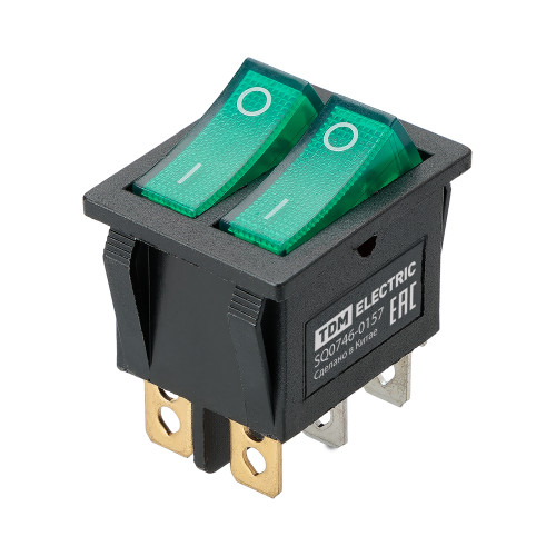Выключатель двухклавишный KCD3-221N 250В AC/DC 1P 15А (6с) ON-OFF черный корпус, две зеленые клавиши с LED подсветкой TDM Выключатель двухклавишный KCD3-221N 250В AC/DC 1P 15А (6с) ON-OFF черный корпус, две зеленые клавиши с LED подсветкой TDM