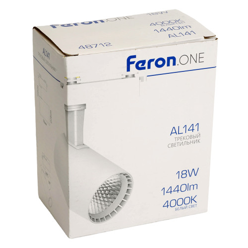 Светодиодный светильник Feron.ONE AL141 трековый однофазный на шинопровод 18W 4000K 35 градусов белый
