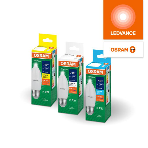 Лампа светодиодная LED G4 Value LVCLB100 12W/940 CRI95 12Вт 4000К 1200лм свеча матов. E27 170-250В OSRAM 4099854308789