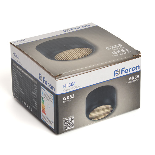 Светильник потолочный Feron HL364 Barrel ECHO 12W, 230V, GX53, чёрный, с антибликовой сеточкой Светильник потолочный Feron HL364 Barrel ECHO 12W, 230V, GX53, чёрный, с антибликовой сеточкой