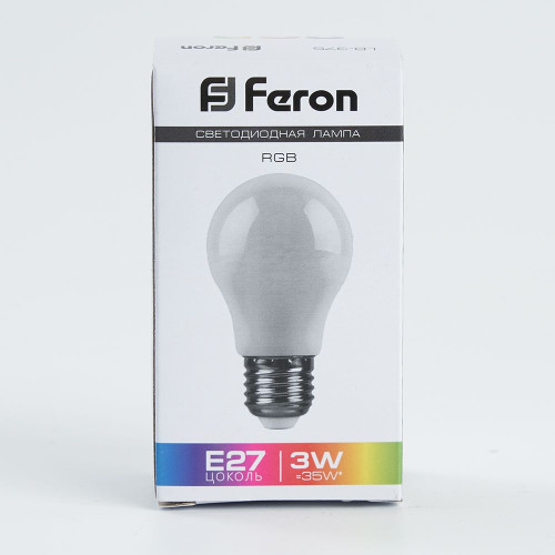 Лампа светодиодная Feron LB-375 E27 3W матовая 230V RGB плавная сменая цвета Лампа светодиодная Feron LB-375 E27 3W матовая 230V RGB плавная сменая цвета