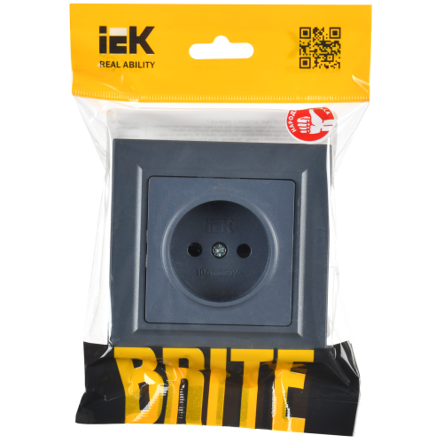 BRITE Розетка 1-местная без заземления без защитных шторок 10А в сб. РСР10-1-0-БрМ маренго IEK BRITE Розетка 1-местная без заземления без защитных шторок 10А в сб. РСР10-1-0-БрМ маренго IEK