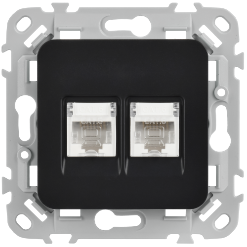 FLITE Розетка 2-местная компьютерная RJ45 категория 6 UTP РК6-2-0-ФлЧ черный IEK