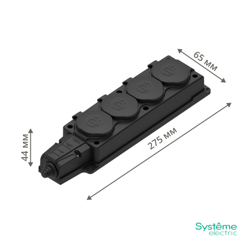 MULTISET Колодка 4х розетка 2К+З каучуковая 16 А/250 В IP44 ЧЁРНАЯ MULTISET Колодка 4х розетка 2К+З каучуковая 16 А/250 В IP44 ЧЁРНАЯ
