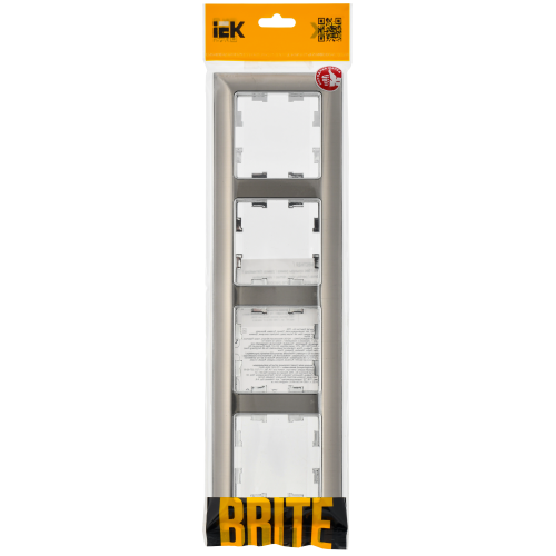 BRITE Рамка 4-местная РУ-4-Бр металл хром/никель IEK