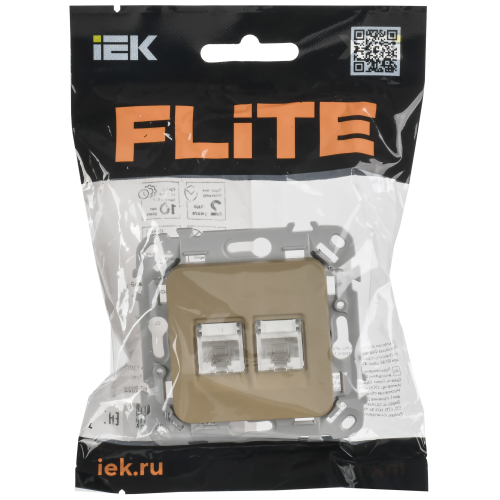FLITE Розетка 2-местная компьютерная RJ45 категория 5Е UTP РК5е-2-0-ФлХ хаки IEK