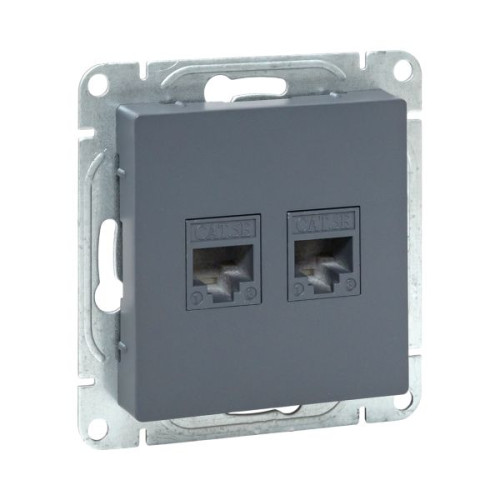 Механизм роз., RJ45 - 2шт, (cat5), графит., Эпика EKF