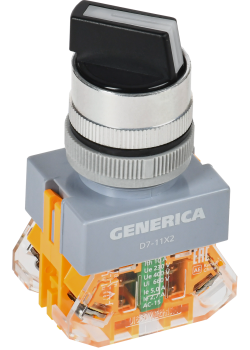 Переключатель D7-11X2 на 2 положения 1NC+1NO черный GENERICA