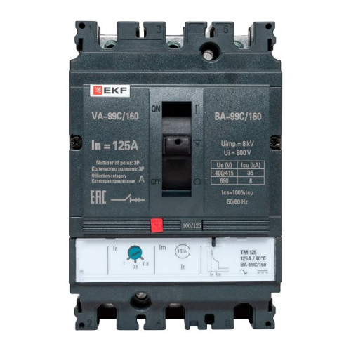 ВА-99C 160/125А 3P 35кА с термомагнитным расцепителем EKF ВА-99C 160/125А 3P 35кА с термомагнитным расцепителем EKF
