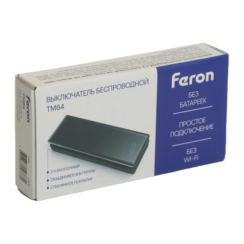 Выключатель беспроводной FERON TM84 SMART 7мВт, IP55, одноклавишный на 2 направления, стекло, черный Выключатель беспроводной FERON TM84 SMART 7мВт, IP55, одноклавишный на 2 направления, стекло, черный