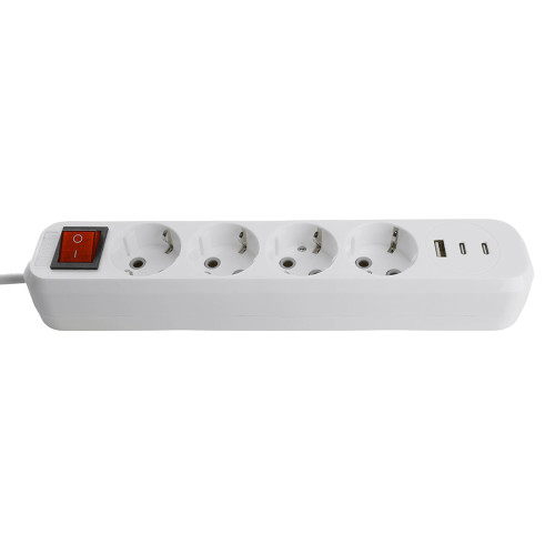 Удлинитель 4-местный с/з с выключ. STEKKER HM071-41-05 3x1мм2, 5м, 250В, 16А, 1USB+2C, 2.4A, сер Home, белый Удлинитель 4-местный с/з с выключ. STEKKER HM071-41-05 3x1мм2, 5м, 250В, 16А, 1USB+2C, 2.4A, сер Home, белый