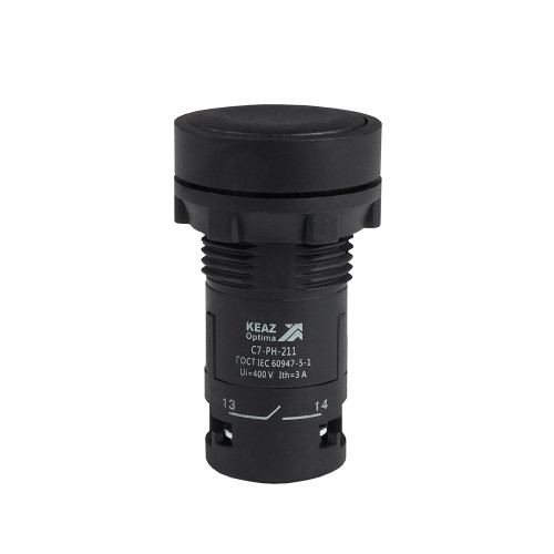 Кнопка с фиксацией OptiSignal Compact D22 C7-PH-211 черная 1НО+1НЗ XB7NH25