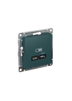 ATLASDESIGN USB РОЗЕТКА тип-С 65Вт высокоскор.заряд. QC, PD, механизм, ИЗУМРУД
