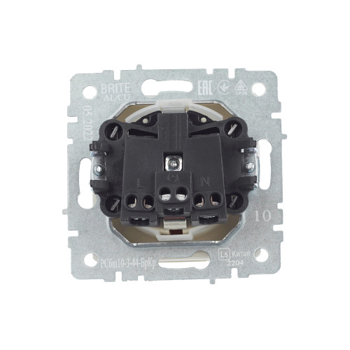 BRITE Розетка 1-местная с заземлением с защитными шторками и крышкой 16А IP44 РСбш10-3-44-БрКр бежевый IEK