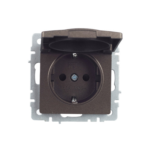 BRITE Розетка 1-местная с заземлением с защитными шторками и крышкой 16А IP44 РСбш10-3-44-БрТБ темная бронза IEK BRITE Розетка 1-местная с заземлением с защитными шторками и крышкой 16А IP44 РСбш10-3-44-БрТБ темная бронза IEK