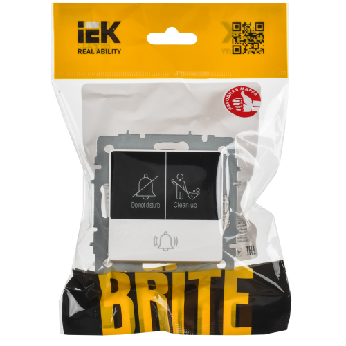 BRITE Кнопка звонка с индикацией для отелей 10А ВС10-1-9-БрАБ арктический белый IEK BRITE Кнопка звонка с индикацией для отелей 10А ВС10-1-9-БрАБ арктический белый IEK