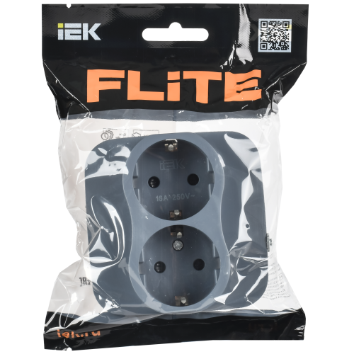 FLITE Розетка 2-местная с заземлением с защитными шторками безвинтовое крепление 16А РСш12-1-А-ФлМ маренго IEK FLITE Розетка 2-местная с заземлением с защитными шторками безвинтовое крепление 16А РСш12-1-А-ФлМ маренго IEK