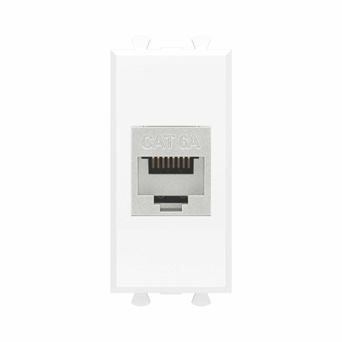 Компьютерная розетка RJ-45 без шторки модульная, кат.6А экранированная, Avanti, белое облако, 1 модуль