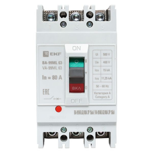ВА-99МL 63/80А 3P 15кА EKF Basic ВА-99МL 63/80А 3P 15кА EKF Basic