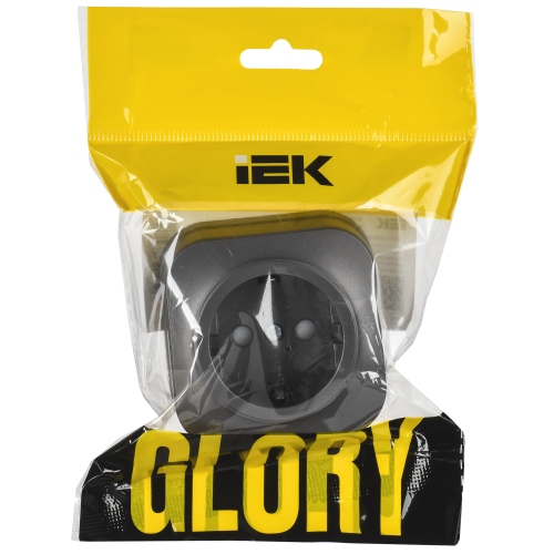 GLORY Розетка 1-местная для открытой установки с заземлением с защитными шторками 16А РСш20-3-ХСм сталь матовый IEK GLORY Розетка 1-местная для открытой установки с заземлением с защитными шторками 16А РСш20-3-ХСм сталь матовый IEK